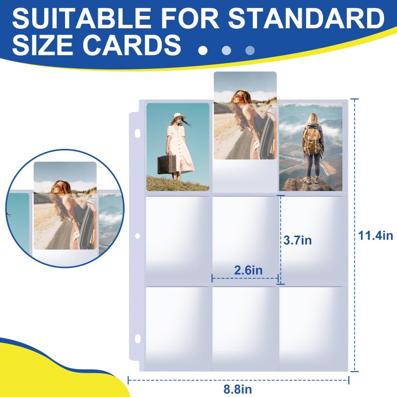 ZENOWICK 7200 Pockets Card Sleeves Binder Sheets, 9 Pocket Card Sleeves for 3 Ring Binder, Trading Cards Sleeves Fit for Baseball, Football, Game, Business Cards(400 Pages) - Image 2